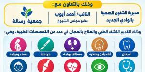 10 تخصصات طبية، قافلة طبية شاملة لأهالي الفرافرة بالوادي الجديد